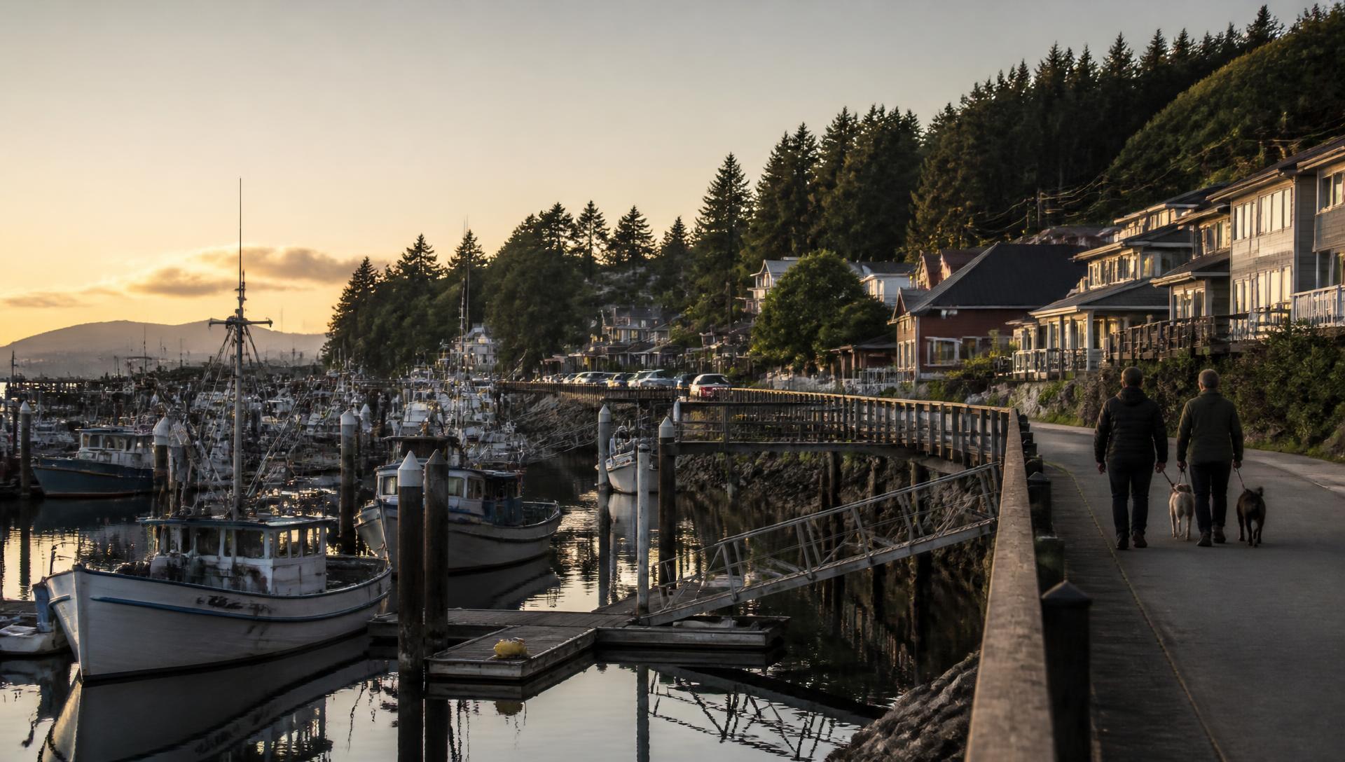 Ferry travelling through a Vancouver Island harbour