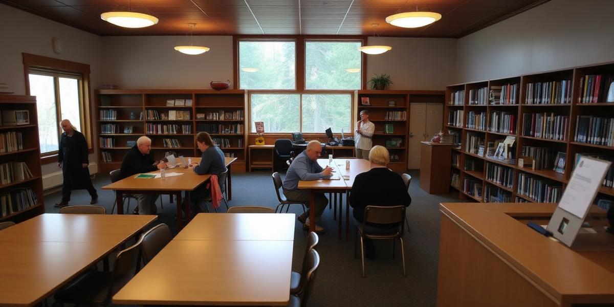 Community centre staff helping residents find local programs